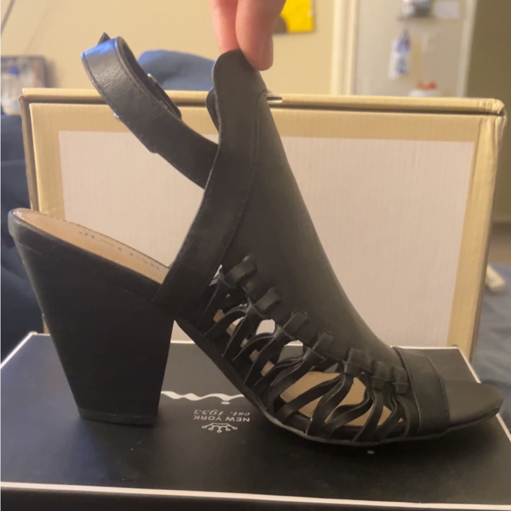 Black strappy heels
